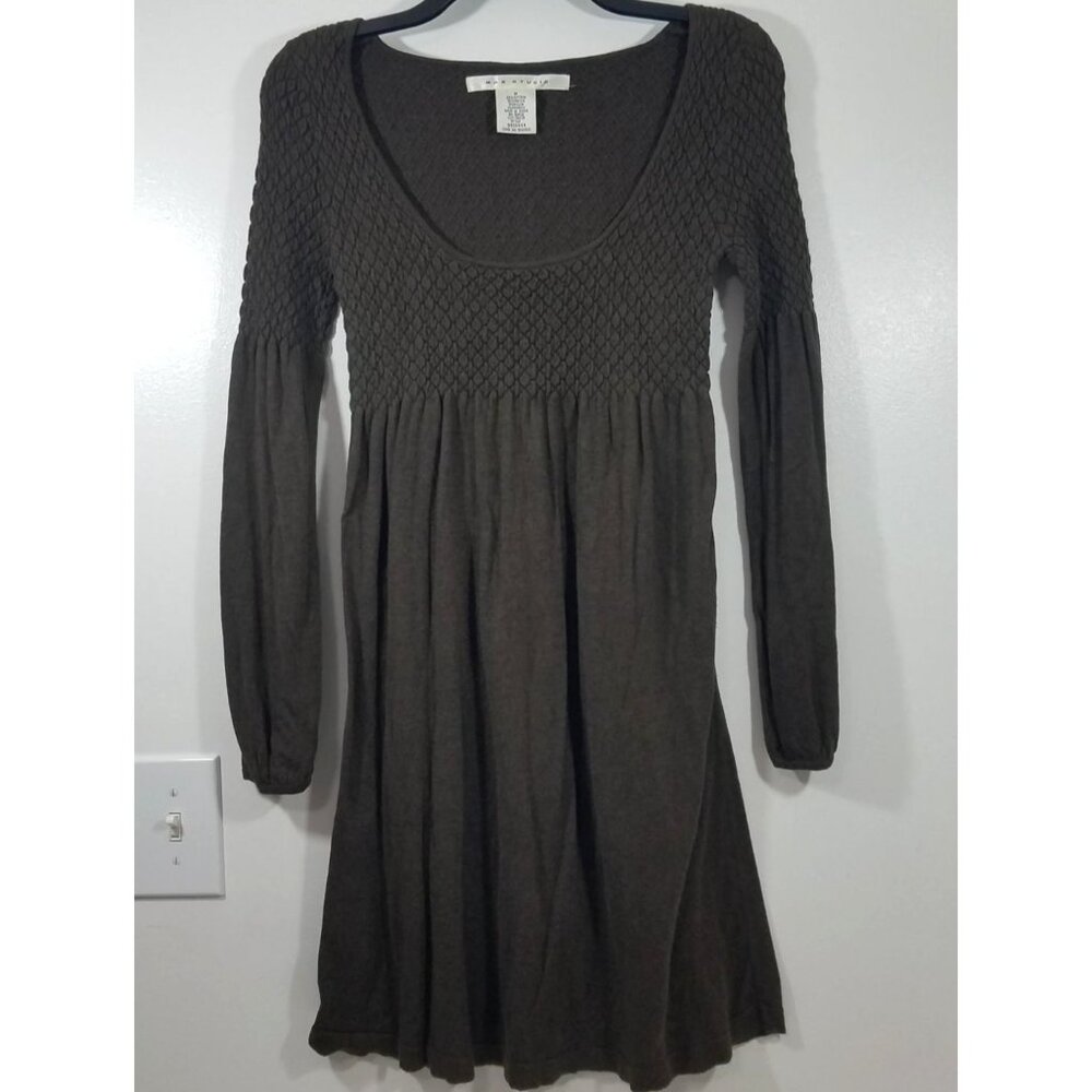 Max Studio Womens Dress Size Medium Brown Long Sleeve Sweater Knit Cotton Blend
